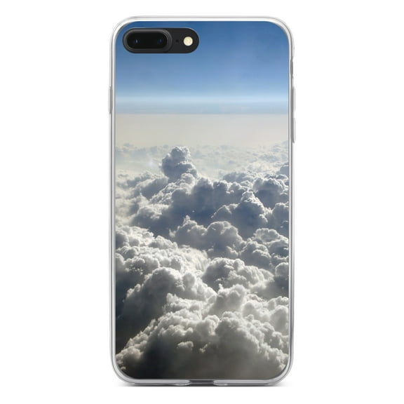 DistinctInk Clear Shockproof Hybrid Case for iPhone 7 PLUS / 8 PLUS (5.5" Screen) - TPU Bumper, Acrylic Back, Tempered Glass Screen Protector - Blue Sky Above Clouds