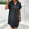 thumbnail image 6 of Xdegoge Casual Summer Dresses for Women 2025 V Neck Button Shirt Dress Short Sleeve A Line Solid Mini Beach Dresses Gray XXL Clearance Previous Orders, 6 of 8