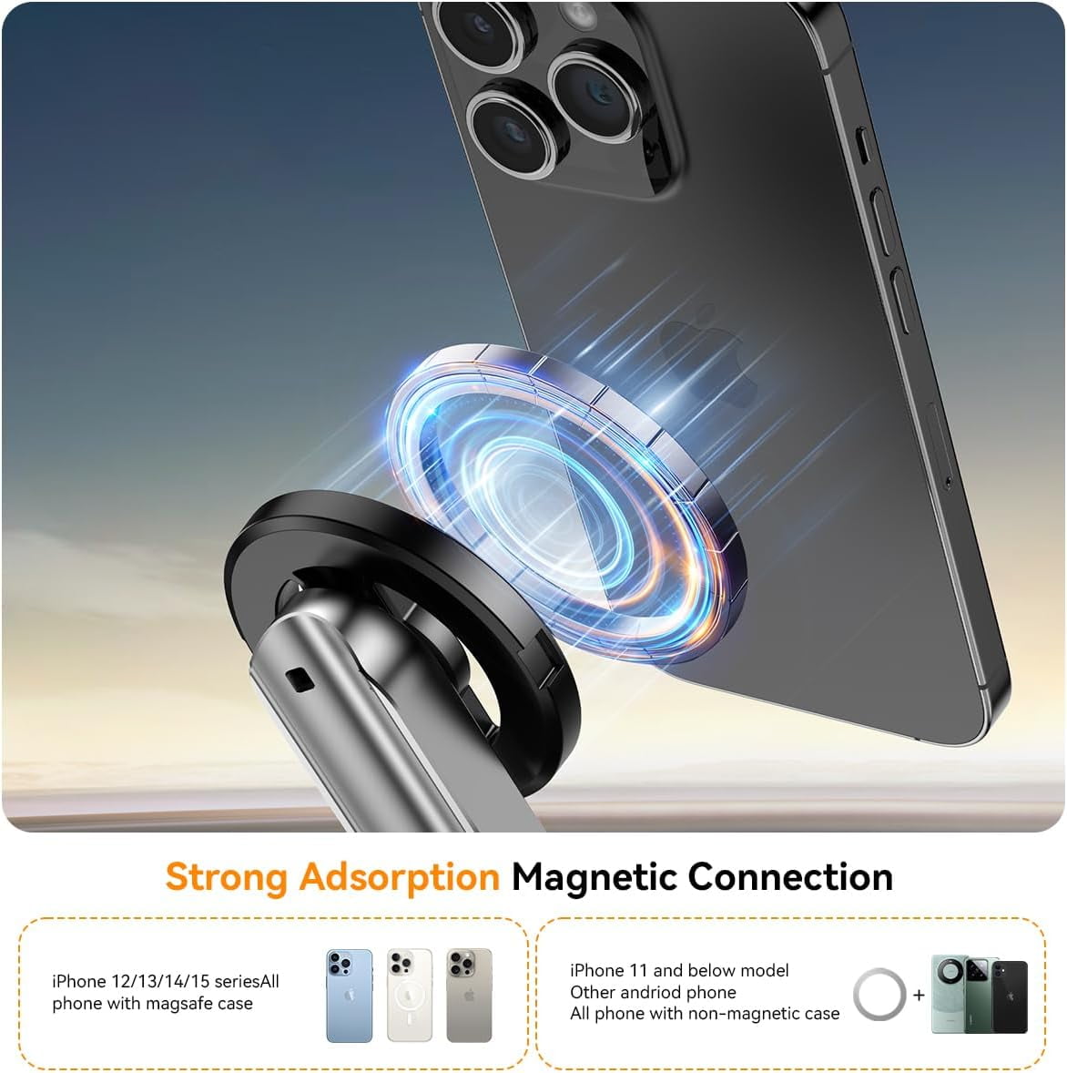 Magnetic Small Selfie Stick for iPhone,4 in 1 Multifunctional Portable Selfie Sticks Retractable Cell Phone Travel Tripod with Remote Control, Mini Phone Tripod for iPhone 17/16/15/14/13/12 Series