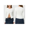 thumbnail image 2 of Gupgi Women Knit Cardigan Autumn Sweater Solid Color Long Sleeve Round Neck Button Up Ribbed Knitwear, 2 of 7