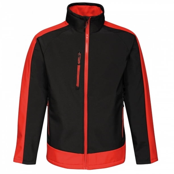 Regatta - Chaqueta Softshell Contraste para Hombre (Negro Azabache, Rojo Oriental)