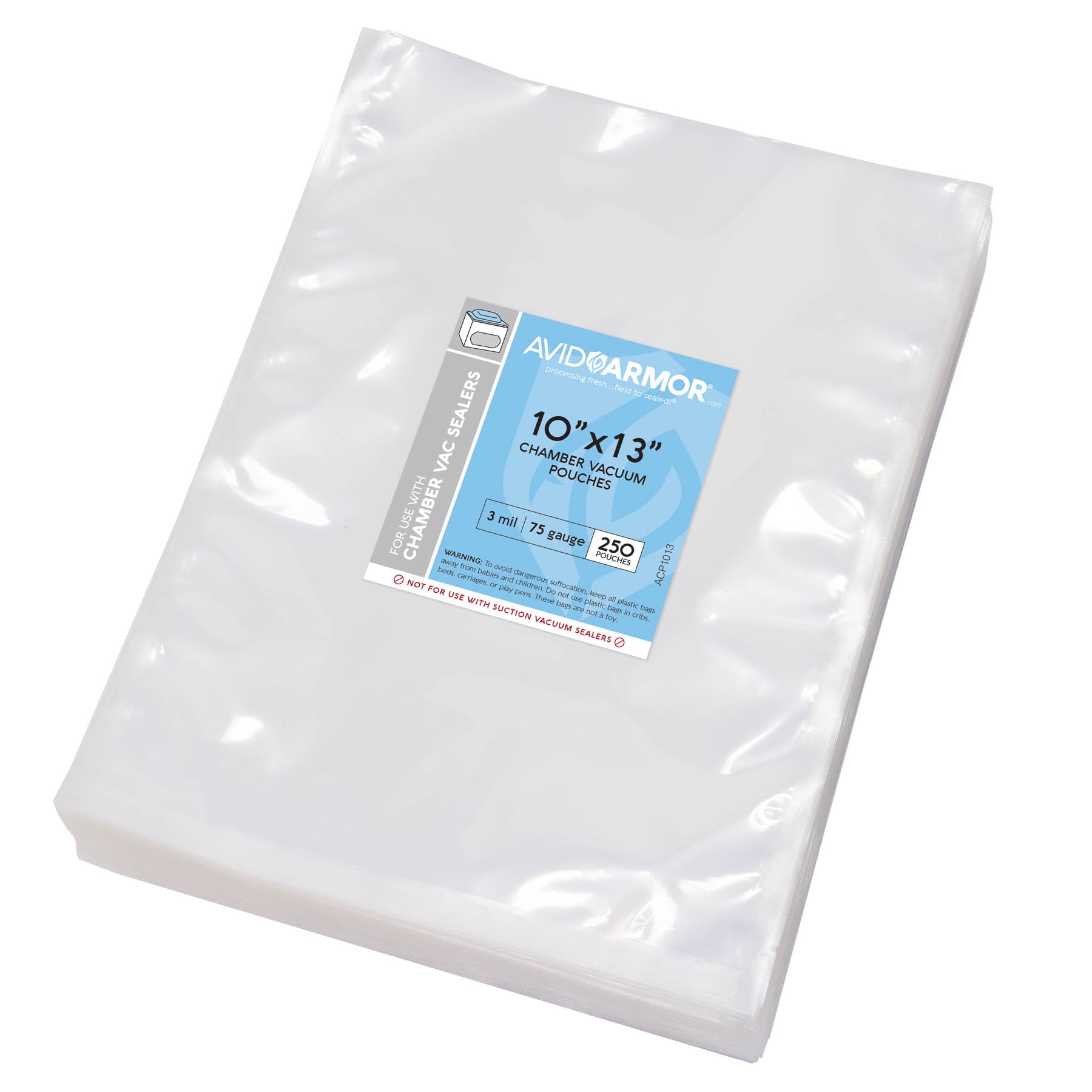 Avid Armor 10'x13' Chamber Machine Vacuum Pouches, 3-Mil, Pack of 250