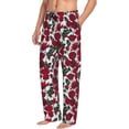 thumbnail image 2 of Uemuo Rose Flowers Pattern Men's Wide Leg Palazzo Lounge Pants with Pockets Light Weight Loose Comfy Casual Pajama Pants-, 2 of 9