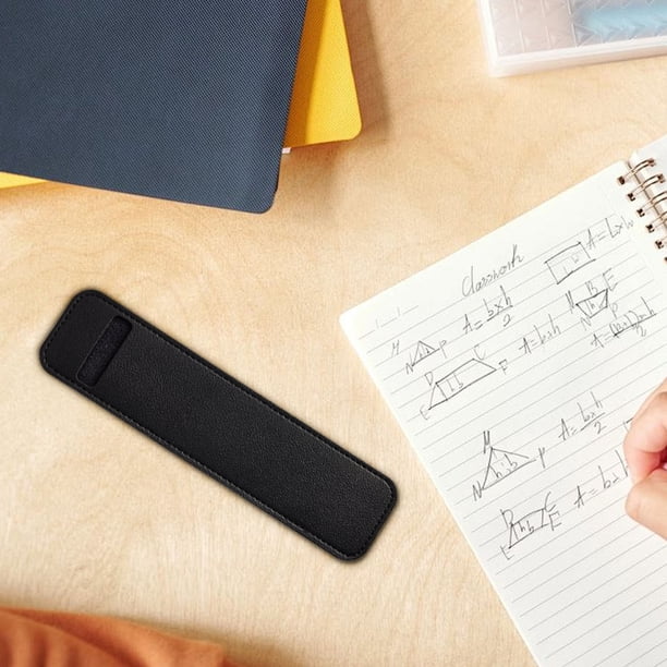 Estuche para bolígrafo de cuero suave de microfibra de color sólido, estuche protector para lápices para estudiantes, elegante organizador de almacenamiento de artículos de papelería, soporte de