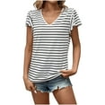 thumbnail image 2 of Women Summer Tops Short Sleeve T Shirts for Women Cotton Womens Summer Tee Shirts Striped Vneck Tshirt Women Oversized Tshirts for Women, 2 of 5