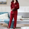 thumbnail image 2 of Efsteb Womens Sleepwear Sets Ladies Fashion Flannel Print Pocket Long Sleeve Tops Long Pants Pajama Suit Red XXL, 2 of 8