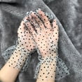 thumbnail image 2 of Women Lace Glove, Fashion Elegant Sexy Transparent Chiffon Short Tulle Mesh Dot Design Courtesy Lace Glove for Wedding Tea Dinner Party Costume Accessary, 2 of 8
