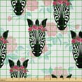thumbnail image 2 of Ambesonne African Fabric by the Yard Microfiber, Zebra Heads Flowers Leaves, 10 Yards, Dark Coral Pale Seafoam, 2 of 2