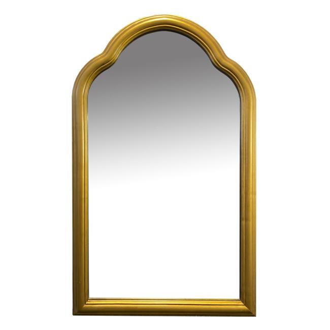 Arched Top Handcrafted Metal Encased Accent Wall Mirror, Antique Gold