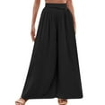 thumbnail image 3 of Byworldtasic Womens Trousers Womens Casual Loose Fit Palazzo Pants Elastic High Waist Lounge Long Pajama Wide Leg Trousers, 3 of 8