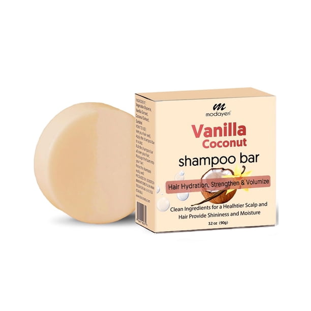 Barra de champú de coco y vainilla - Cuidado natural del cabello Suavidad sedosa y nutrición Fortalece el cabello y da volumen - Sin sulfatos Sin parabenos - Aroma tropical para todo tipo de cabello 3