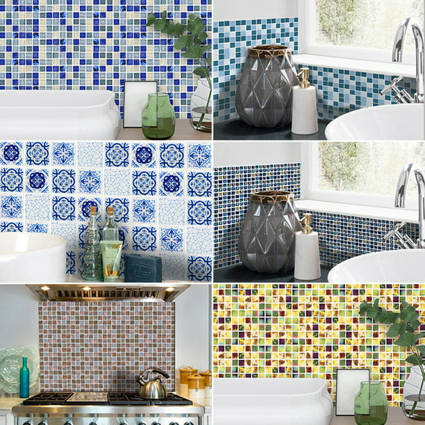 Cuh 18 180pcs 3d Self Adhesive Mosaic Tile Stickers Kitchen Bathroom