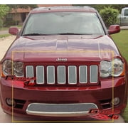 APS Compatible with Jeep Grand Cherokee 2009-2010 SRT8 Main Upper Lower Bumper Stainless Steel Chrome Mesh Front Grill Grille Insert Combo J77746T