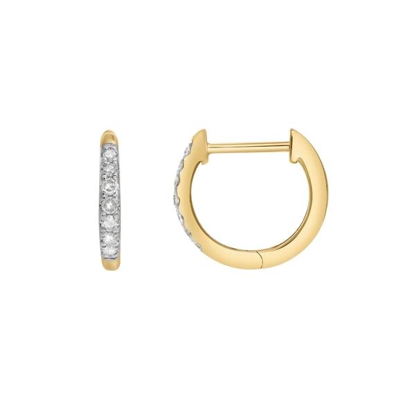 Luv My Jewelry Elina Diamond Huggie Hoop Earrings 14K Gold - 0.12 ct