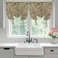 thumbnail image 4 of Vintage Spring Floral Tie Up Curtains 45 Inches Long, Kitchen Window Curtains Over Sink, Farmhouse Flowers Green Vintage Small Window Curtains Shade Balloon Curtains Valances for Bedroom/Cafe 34"x45", 4 of 8