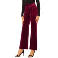 thumbnail image 4 of INSPIRE CHIC Women's Christmas Velvet Pants Halloween Tie Waist Stretchy Wide Leg Pants with Pockets XS Burgundy, 4 of 7