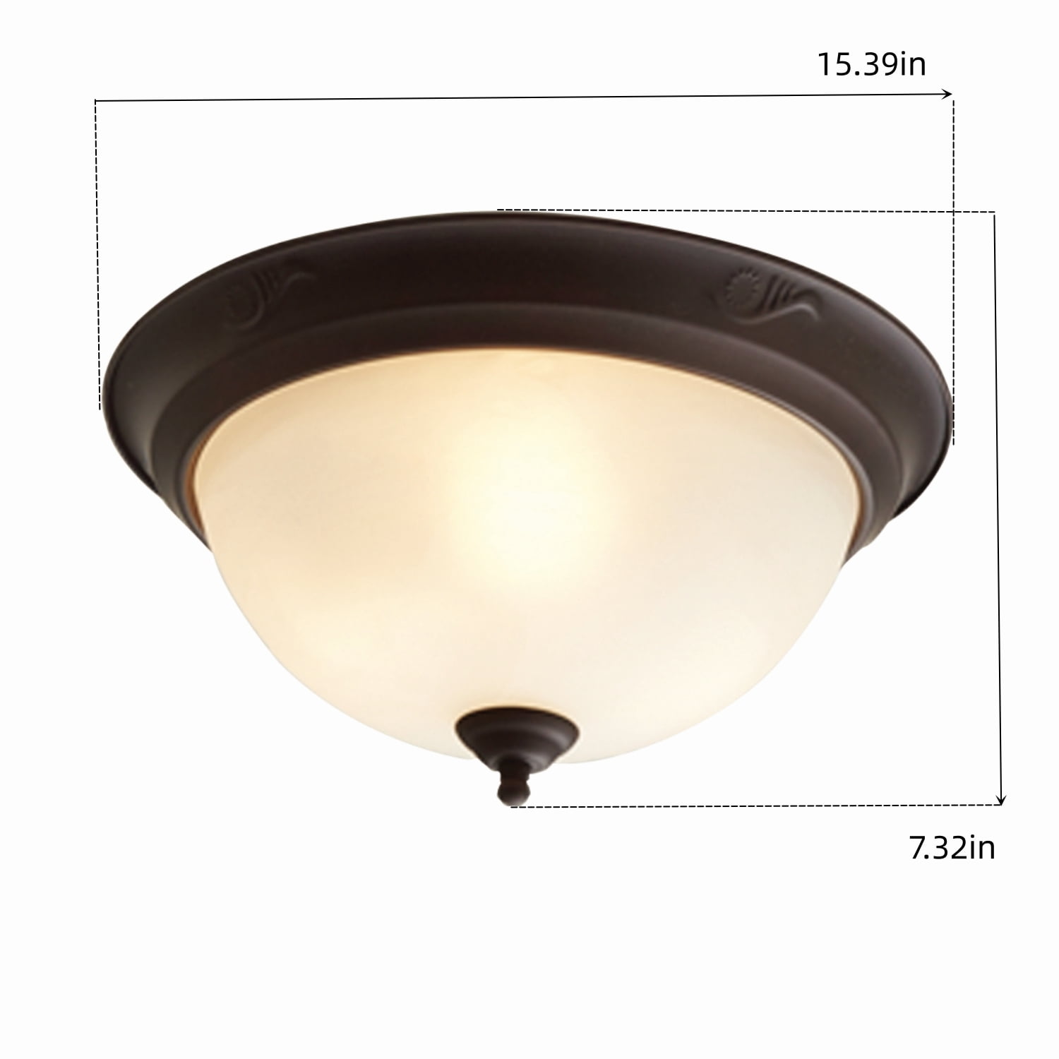 Mainstays Classic 15" Bronze Flush Mount Hardwired Ceiling Light, Light Bulb Included, Non Dimmable