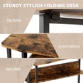 thumbnail image 6 of Ktaxon Wood Folding Computer Desk Office Laptop PC Work Table Home Drawer & Keyboard Tray, Brown, 6 of 6