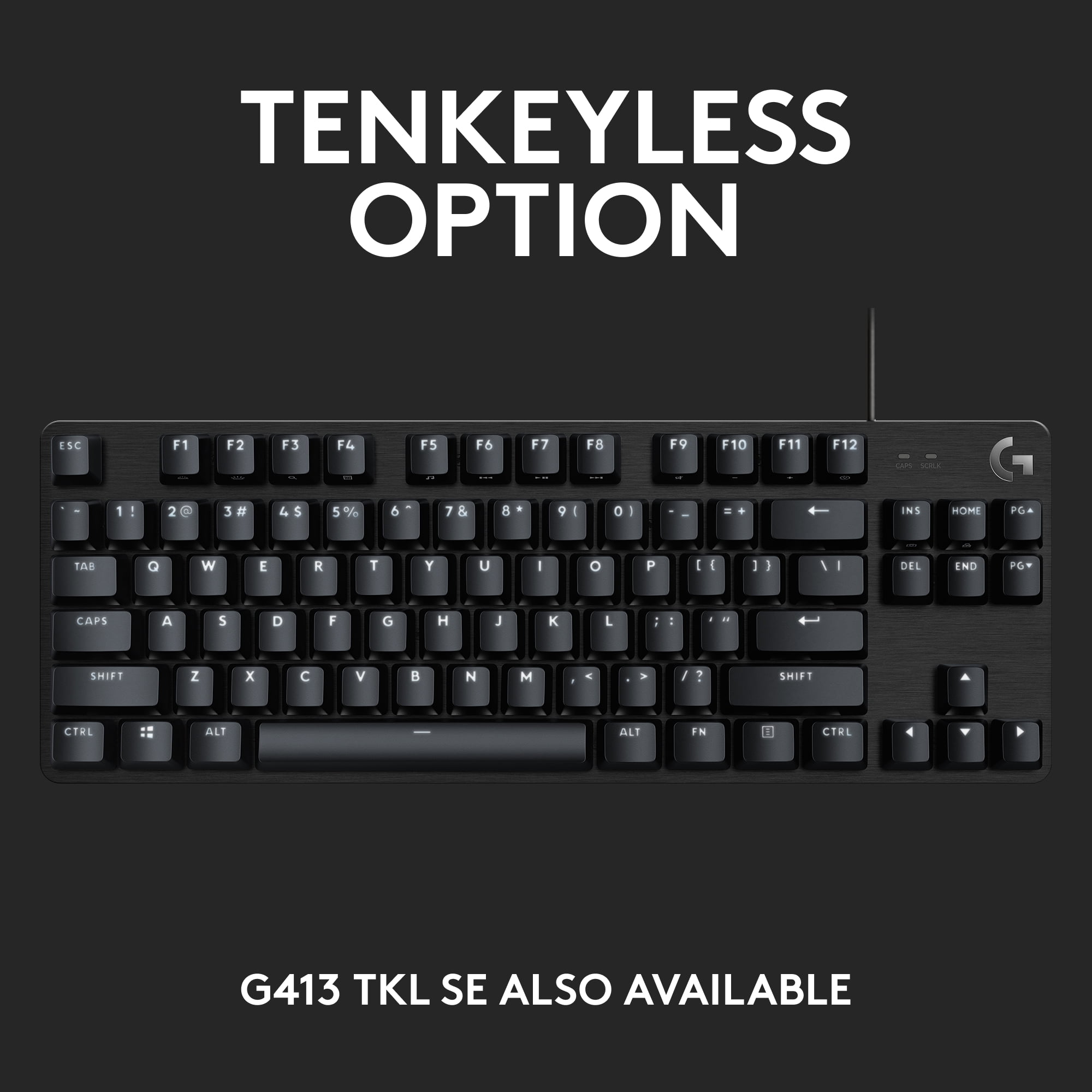 Logitech G413 SE Full-Size Corded Gaming Keyboard, PBT Keycaps, Tactile Mechanical Switches, 6-Key Rollover Anti-Ghosting, FN Keys—white Backlit LED
