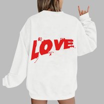 Xixinqiwan Women Valentine's Day Sweatshirt,Women's Cute Heart Sweatshirts Long Sleeve Tops Spring Fashion Clothes Trendy Holiday Outfits
