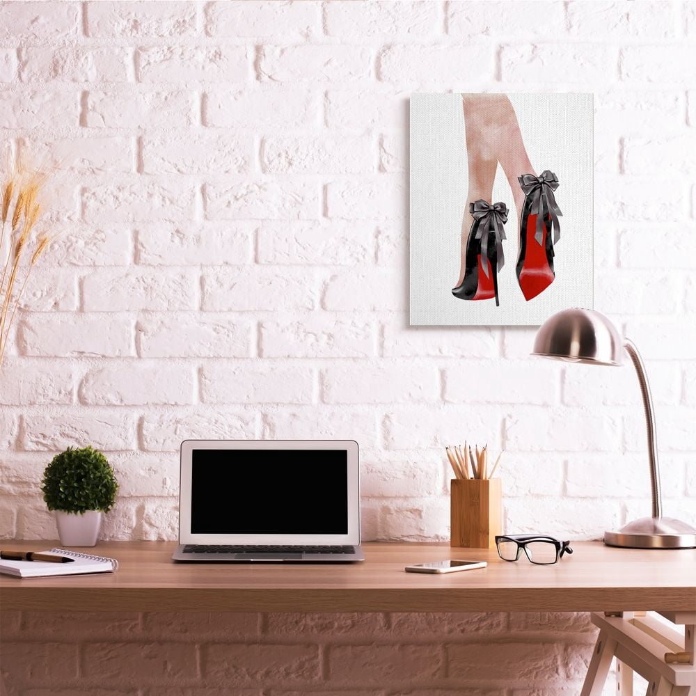 Stupell Industries Fashion Red Bottom Bow High Heels Shoes Shopping Canvas Wall Art Design by Ziwei Li, 24" x 30"