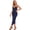 Dark Blue, variant on Women's Ruched Spaghetti Strap Crisscross Detail Midi Dress 95% Polyester 5% Spandex V Neck Pencil Hem Chic Party Dress