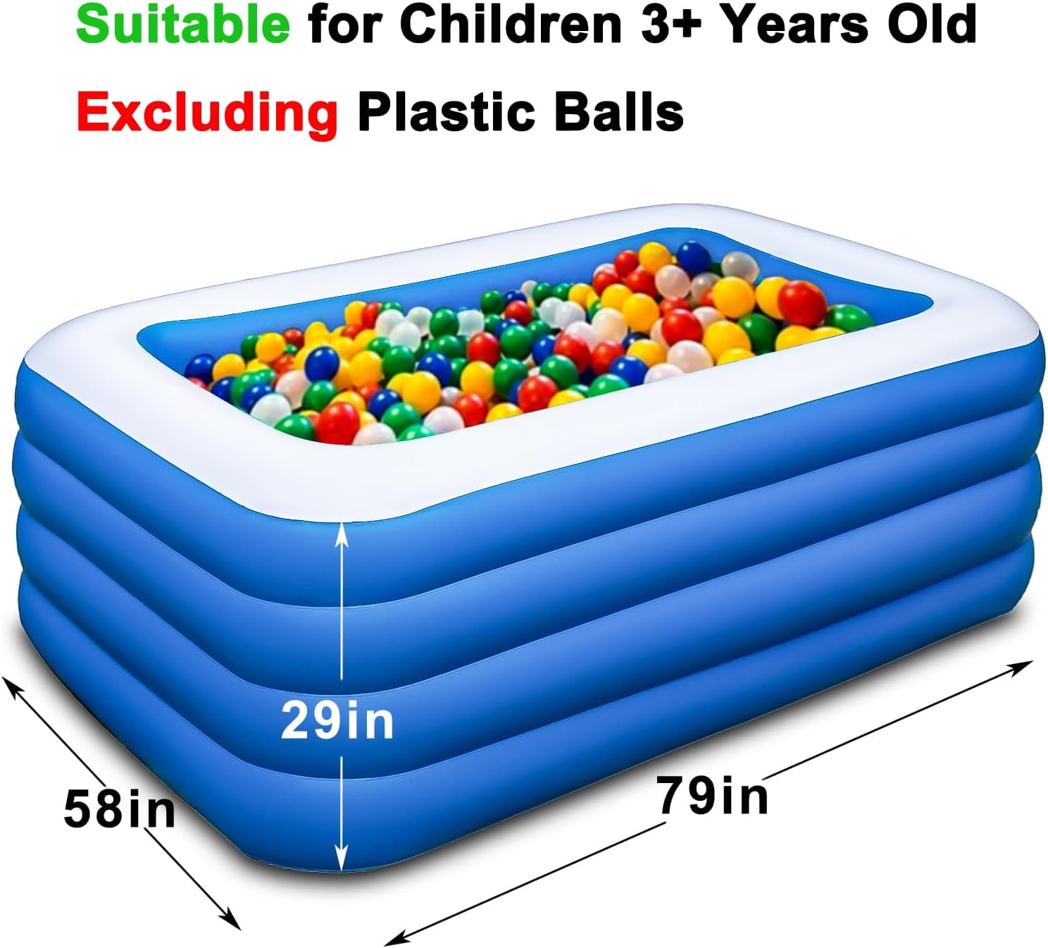 Inflatable Swimming Pool, 79" x 58" x 29" Thickened Family Above Ground Pool for Outdoor, Backyard, Garden, Summer Water Party