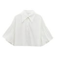 thumbnail image 1 of Womens Puff Sleeve Crop Top Fashion Button Down Collared Shirts Drop Shoulder Cute Cropped Blouses (M, White), 1 of 5