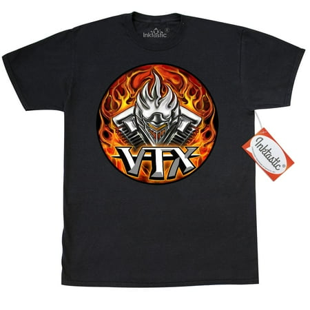- Inktastic VTX Flaming Motor T-Shirt WickedApparel By Michael Spano Honda Wickedskulls Biker Designs Motorcycle Clothes Shirts Shirt Skull Mens Adult Clothing Apparel Tees T-shirts Wicked