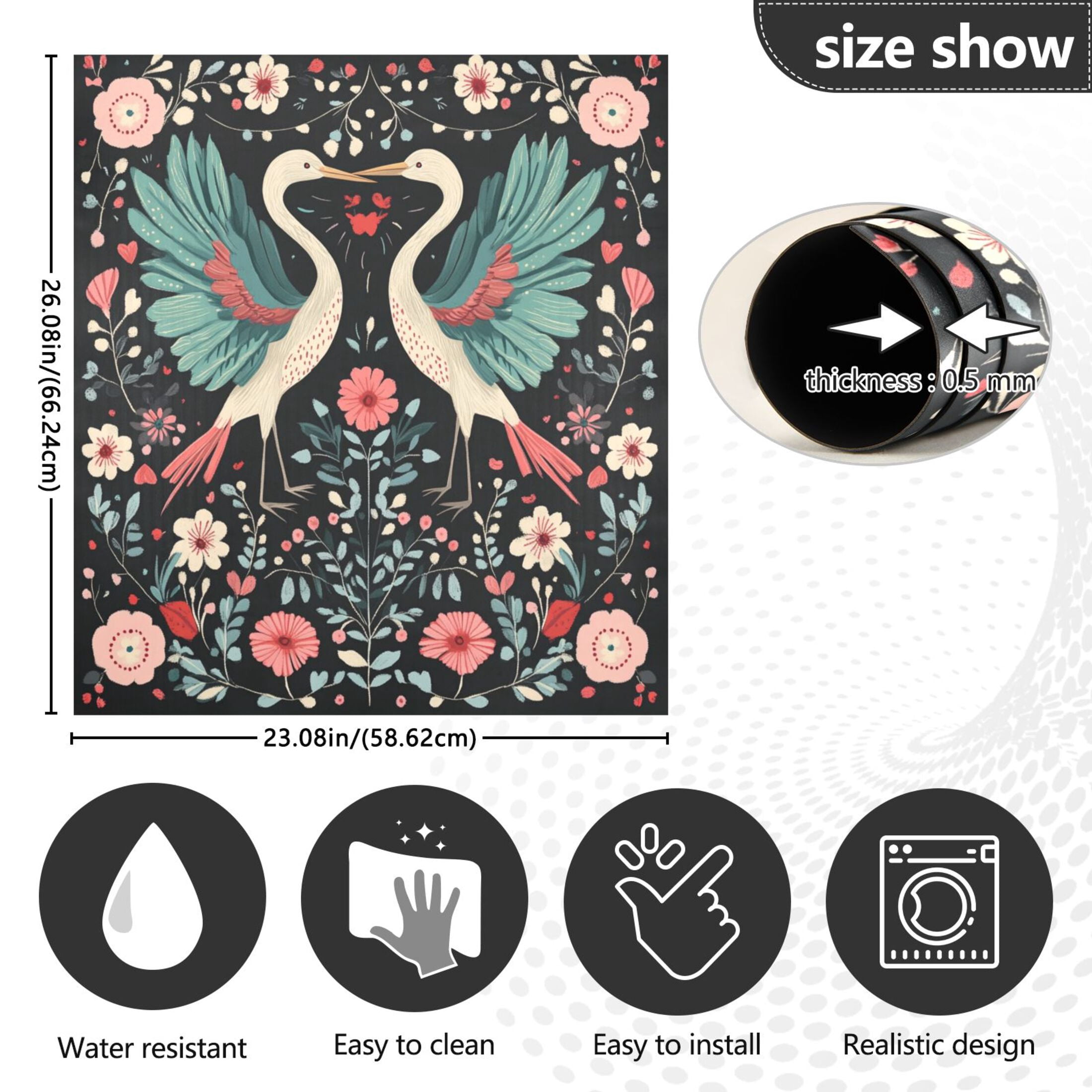 Dishwasher Magnetic Sticker 23x26 Inch Refrigerator Magnetic Sticker Washing Machine Magnetic Sticker Kitchen Panel Magnetic Sticker Home Decor Couple Cranes