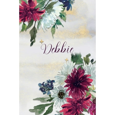 Debbie : Personalized Journal Gift Idea for Women (Burgundy and White Mums)