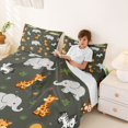 thumbnail image 5 of Manfei Cartoon Giraffe Elephant Bed Sheets, Woodland Tree Plant Full Size Sheets, Cream White, 4pcs, 1 Flat Sheet, 1 Fitted Sheet and 2 Pillowcases, 5 of 6