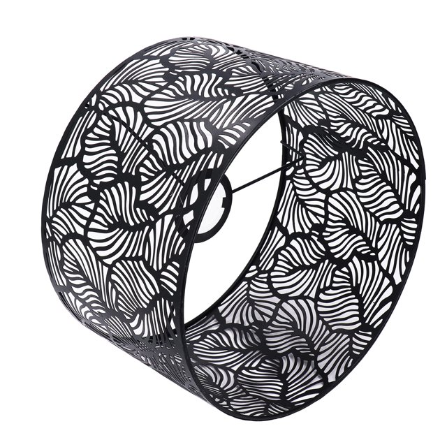 Lamp Shade, Barrel Metal Lampshade, Pattern of Trees Leaves, for Table Lamp and Floor Light, Modern Simple Style Home Decoration, 10x10x7 Inch, for E14 E27 Bulbs