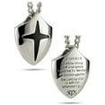 thumbnail image 3 of Men's Stainless Steel Cross Shield Necklace-Joshua 1:9 by Shields of Strength, 3 of 4