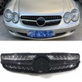 thumbnail image 2 of Front Grille For Mercedes-Benz R230 SL Class 2007-2009 SL550 Black/Silver Car Upper Bumper Hood Mesh Grid Grill, 2 of 6