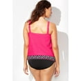thumbnail image 3 of Swimsuits For All Women's Plus Size Loop Strap Blouson Tankini Set 12 Pink, Black, 3 of 6
