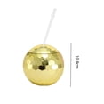 thumbnail image 1 of Copa de bola de discoteca de 600 ml, taza de copa de vino de paja para fiesta de discoteca (dorado) Likrtyny  Libre de BPA, 1 of 8