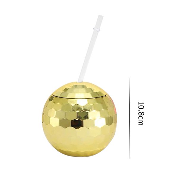 Copa de bola de discoteca de 600 ml, taza de copa de vino de paja para fiesta de discoteca (dorado) Likrtyny Libre de BPA