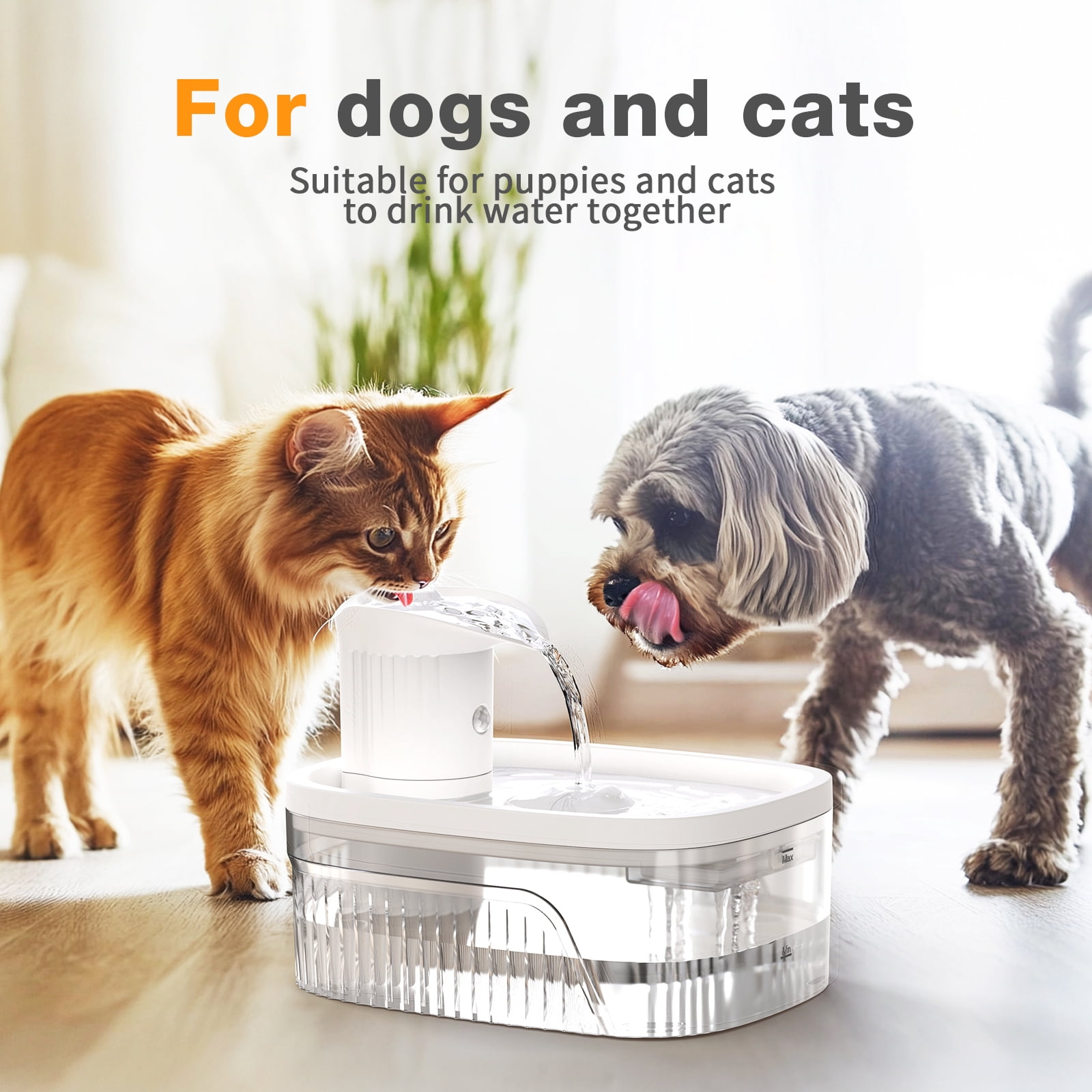 PcEoTllar Cat Water Fountain Battery Operated, 84OZ/2.5L Wireless Pet Water Fountain for Cats, Cat Fountain with Motion Sensor, Ultra Quiet Pump, White
