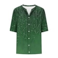 thumbnail image 5 of Odbmxy V-Neck Women Shirts Summer Elbow-Length Plus Size Tops for Women Vintage Button up Loose Green Casual Cardigan Graphic Tops, 5 of 5