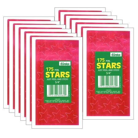 UPC: 0194629036202 | Eureka Presto-Stick Foil Star Stickers 3/4 Red 175 Per Pack 12 Packs