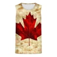 thumbnail image 3 of Camiseta de tirantes de cuello redondo para hombre, con estampado de hojas de arce, para fitness, para estar en casa, pijama, color liso, de poliéster., 3 of 4