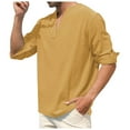 thumbnail image 4 of ZZHZGZ 4Th of July Oversized Men Men's Fashion Solid Color V Neck Long Sleeved Shirt Loose Casual and Linen Men's Shirt Fourth of July Graphic Shirts for Men M, 4 of 8