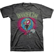 Mens Nickelodeon Invader Zim Shirt - Retro Nick Invader Zim tee - Classic Nick Graphic T-Shirt (Charcoal Heather, 3X-Large)