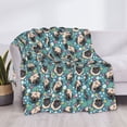thumbnail image 3 of Yiaed PUG HEAD And Flower Print Blanket Throw Blanket Soft Cozy Flannel Blanket for Home Bed Sofa Couch Chair-50"x40", 3 of 6