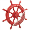 thumbnail image 3 of Nautical Red Ship Wheel Antique Vintage Style With Rivets & Mediterranean Fishing Net Styled With Black Spots Graffiti Art | Maritime Captains Ocean & Sea Gifts & Wall Sculptures (30 Inches), 3 of 4