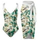 thumbnail image 1 of Gibobby Trajes de Baño para Mujer Traje de baño con estampado de flores y cuello en V para mujer Conjuntos de bikini con falda y delantal(Verde,G), 1 of 4