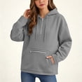 thumbnail image 4 of HomeDM Women's Quarter Zip Sweatshirt with Pocket Long Sleeve Drawstring Hoodie Pullover Solid Color, 4 of 6