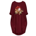 thumbnail image 3 of BLTIBY Christmas Sweatshirt Dress for Women Oversized Xmas Printed Winter Fall Round Neck Dresses Fashion Casual Long Sleeve Fashion Pullover Outfits with Pockets 2024 Trendy Wine M, 3 of 5