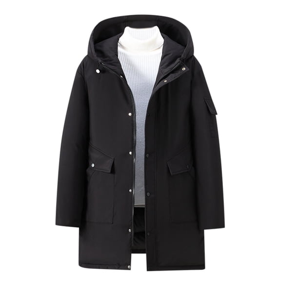 Men's New Winter Plus Size Solid Color Padded Coat Work Jacket Outdoor Padded Jacket